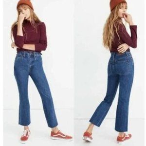 MADEWELL Rigid Demi Boot Crop Jeans Dark Blue 100% Cotton Denim Retro Style